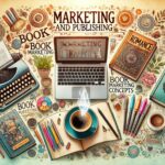 Creative writer's desk with publishing tools.