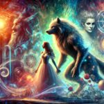 Mystical forest with a protective werewolf.